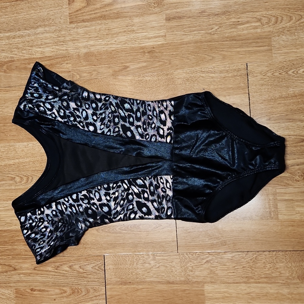 Ingenue black and iridescent animal print leotard sz small